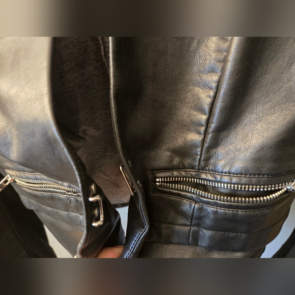Black Rivet Womens Faux Leather Jacket - Picture 3 of 5